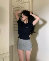 [BELLIDE MADE] Horin Cable Round Short Sleeve Knitwear