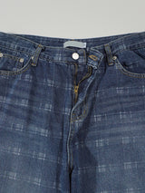 (UNISEX) Check Wide Denim Pants