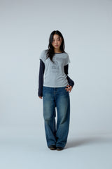 Street league blur artwork double layer long sleeve (Navy)