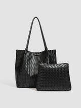 Woven Texture Large Tote Bag & Pouch Set