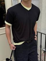 Dimen layering v-neck short sleeve