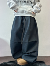 TWO PINTUCK RIVET BELT BALLOON LONG PANTS 🤎🖤💙3COLOR