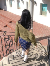 Blooming Chek Banding Mini Skirt