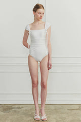 DEW COWL SWIMSUIT white