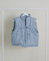 Teddy Ribbon Knot High Neck Cropped Padded Vest (6 ounces)