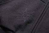 Star Damage Crop Hoodie Zip-Up (CHARCOAL)