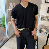 LMN サマーレイヤリングクロップVネック半袖Tシャツ (8 colors)