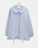 Rundi Check Shirred Round Collar Blouse