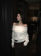 [BELLIDE MADE] KISSME, OFF-SHOULDER FINGER HOLE KNIT