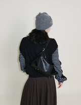 Hakata Stripe Coloring String Knitwear Zip-Up
