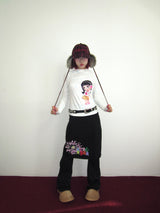 OurHappy Original cute girl print white top