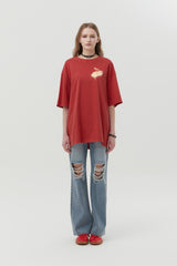 MELTING CHERRY PIGMENT WASHING T-SHIRT [RED]