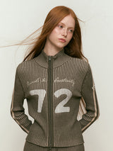 GARMENT HIGH NECK KNIT ZIP UP [KHAKI]