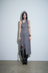【MADE】カットアウトラップドレス グレー