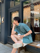 LMN Rainy Pigment Oversized Fit Half Shirt (6 colors)
