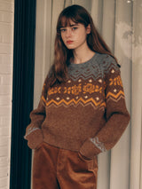 NORDIC KNIT PULLOVER BROWN