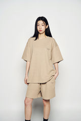 25SS エンボロゴワッフルショートスリーブTシャツ ライトブラウン