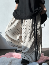 コリアン/ハイクオリティ🤎 トラックドットワイドセミバルーンロングパンツ 🤎🖤🐣💚 - 6カラーズ