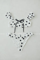 Dot ribbon dot frill bikini