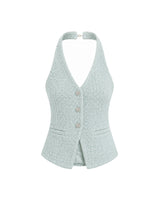 [PRE-FALL] [ATELIER] Jane Tweed Jewel Point Halterneck Vest Mint