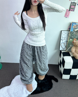 SHEEP CURLY🐏 SOFTY JOGGER OANTS 🐏🖤🩶🧸3COLOR