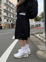 Crinkled Snap Bermuda Shorts