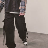 strap elastic pants_black