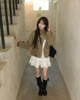 Suede crop trench jacket