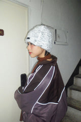 Hairy Knit Beanie Hat (White)