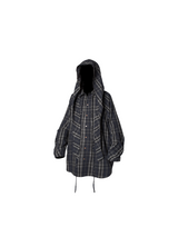 RELABEL Spatial Relations (Hollow Ring Cavity) Colour-Woven チェック柄デュアルフォームルーズミドル丈シャツスタイルカバーオール