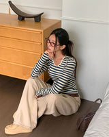 [MADE] Eden U-Neck Striped Long Sleeve T-Shirt
