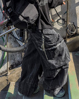Fringe Balloon Cargo Denim Pants