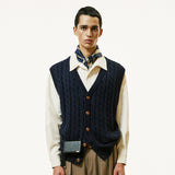 sunday cable knit vest cardigan navy