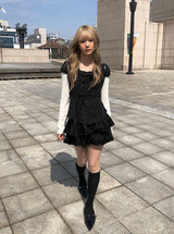 フリルティアードバンドミニスカート