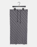 Daming Checkered Chiffon String Layered Long Skirt