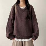 Disco Pop Duc Thick Sleeve Punching V-Neck Knit