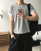 デュエット クロップ ロールアップ ショートスリーブ Tシャツ