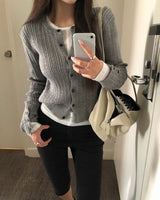[ORIGINAL] Clue Punch-Detail Long-Sleeve Cardigan