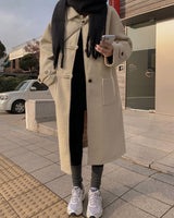 ウールバックルロングコート