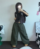 ナイロンリベットカーペンターワイドパンツ🩶🖤💚3カラー