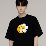 [UNISEX] ドッテッドスマイルフラワーミックスショートスリーブTシャツ