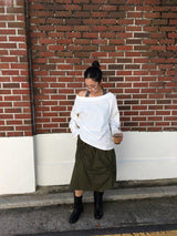 Smoke applique midi skirt (3color)
