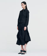 DOZI - Pinched Long Skirt _ BLACK