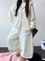 ワイドバルーンセットアップシャイニーベルベットビッグフードジップアップフーディー 🖤🐣 3 COLOR