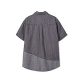 Linen denim work half shirts / Ash purple