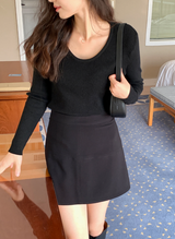 Formal Rib Viscose U-neck Knit (5color)