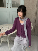 Genoc V-Neck Slim Fit Color Cardigan