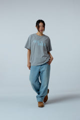 EEERRR Distorted logo over-crop fit T-shirt (Melange)