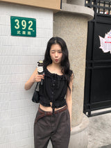 ピュアフリルブラウス_black