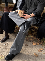 Crete Greywashed Semi-Wide Denim Pants